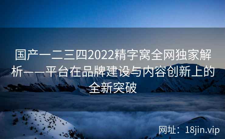 国产一二三四2022精字窝全网独家解析——平台在品牌建设与内容创新上的全新突破
